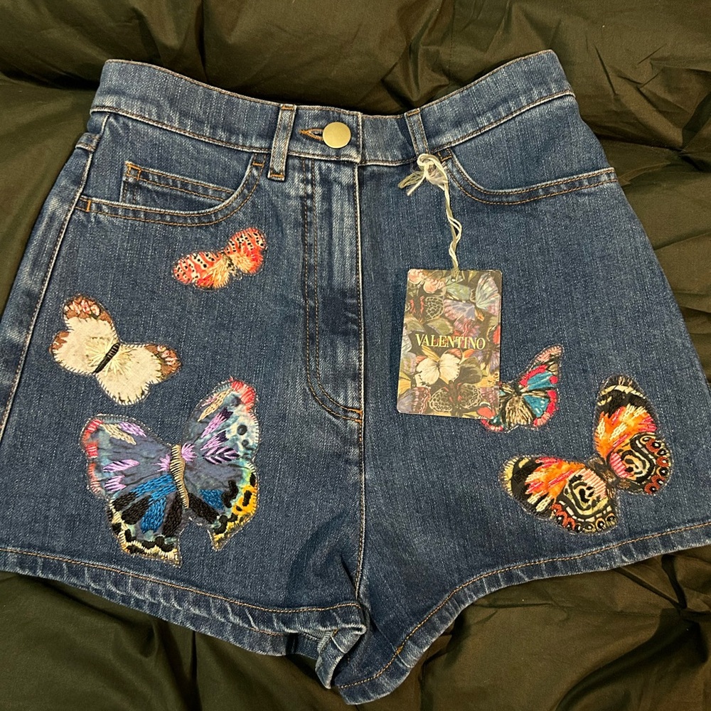Valentino Jamaica Denim Butterfly Shorts